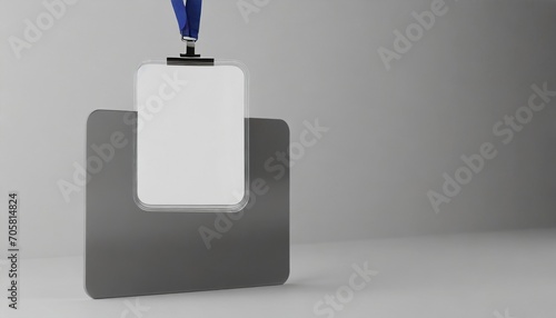 blank badge id holder on white background 3d rendering photo