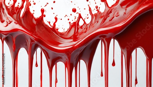 flowing red blood dripping blood on white background photo