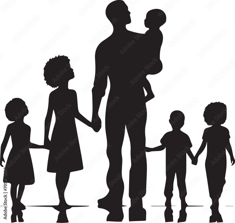 family silhouette isolated over white background editable vector illustration
