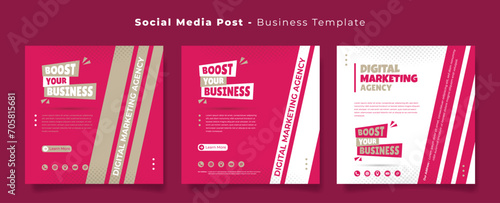 Social media post template in pink and white geometric background design for product advertisement