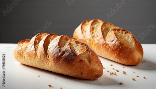 two crusty mini baguettes on white surface