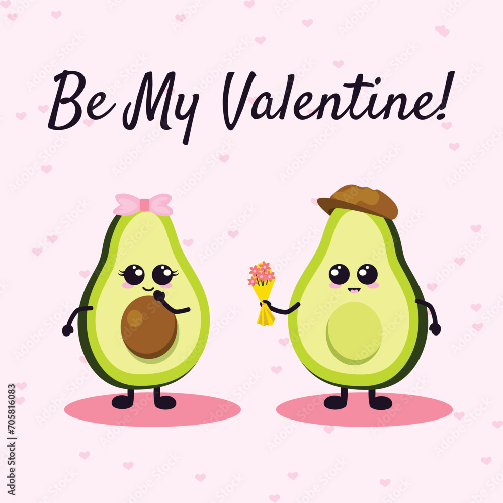 Cute Valentine's day animated avocado couple card Cute Valentine's day animated avocado couple card