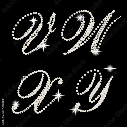 Capital Letters of English alphabet romantic with pearls