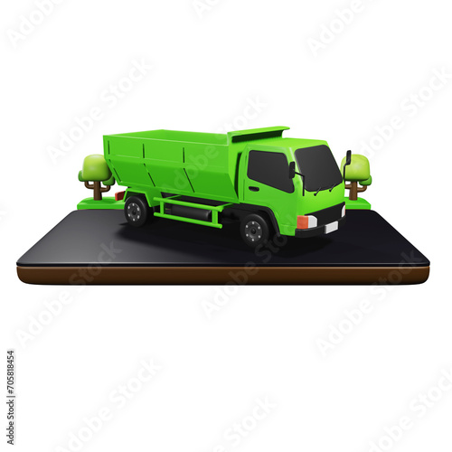 3d illustration of a stone transport truck photo