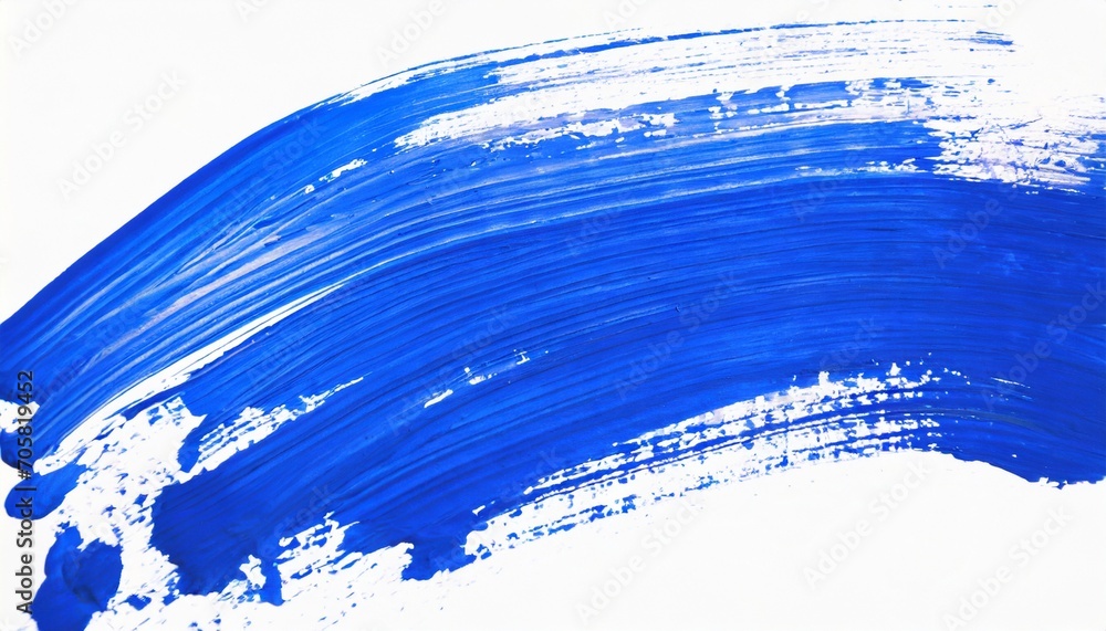 blue stroke of the paint brush on white