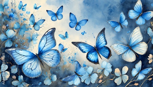 blue flying butterflies