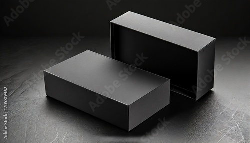 black product box template opened and closed box mockup