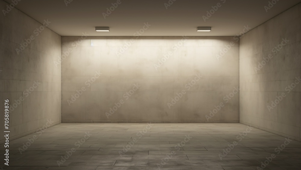 Empty room with a white wall and a single light source Generative AI Empty room with a white wall and a single light source Generative AI