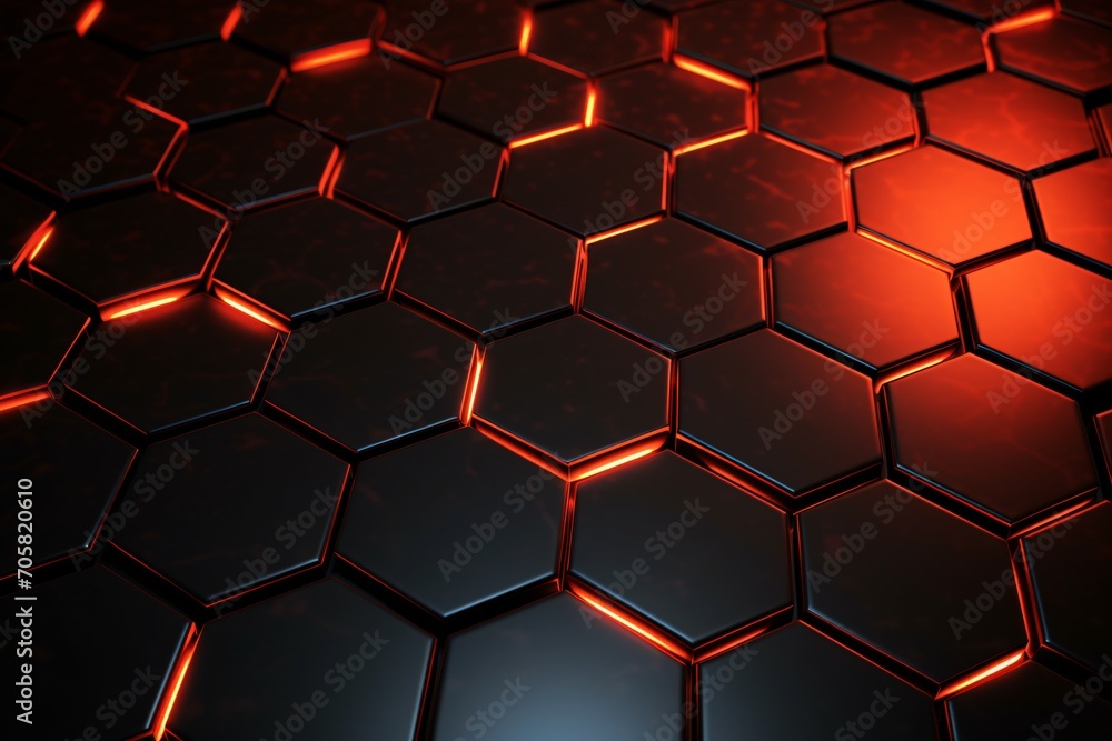 Red and Black Hexagonal Pattern Generative AI Red and Black Hexagonal Pattern Generative AI