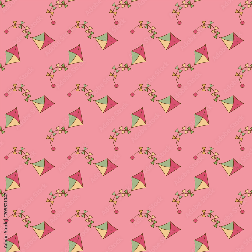 Seamless pattern with kite with bows shapes. Cartoon doodle illustration. Seamless pattern with kite with bows shapes. Cartoon doodle illustration.