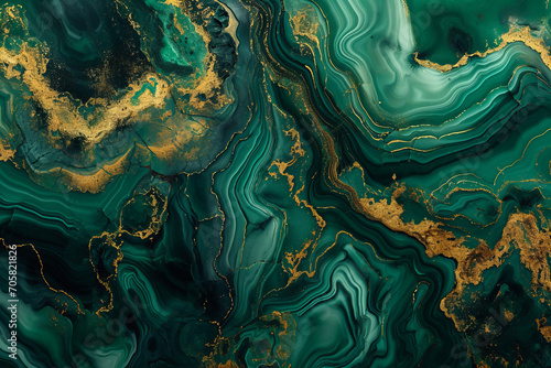 
texture of green malachite with gold veins close-up photo