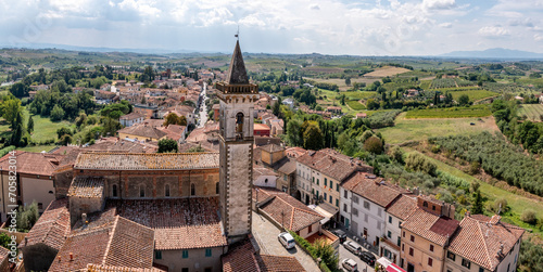 Aerial view of little medieval Vinci town in the Tuscany, birth place of genius Leonardo da Vinci