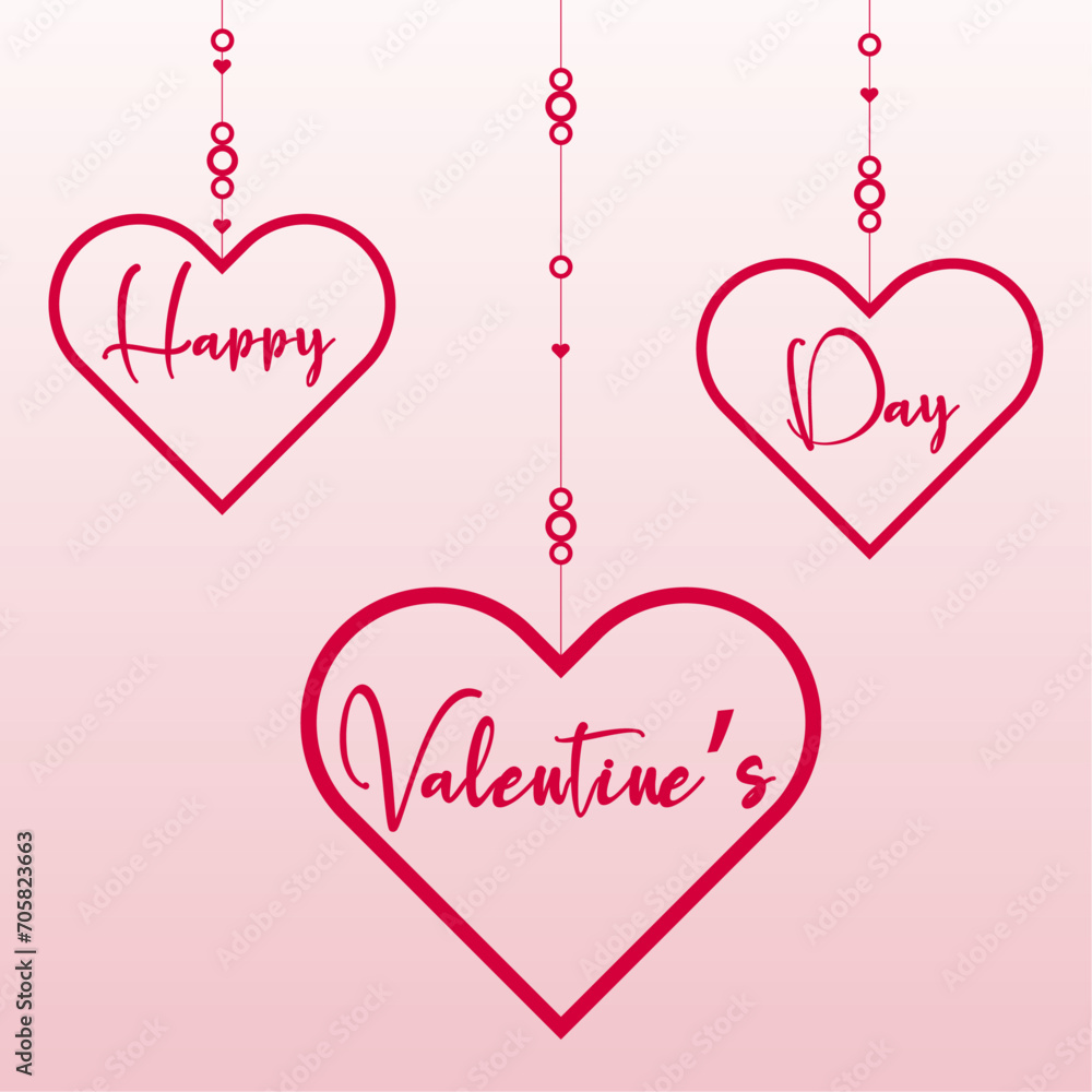 Hearts Shape Happy Valentine's Day Design Vector Illustration Card