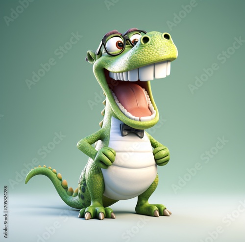 Smiling cartoon alligator with a bow tie Generative AI © Bipul Kumar