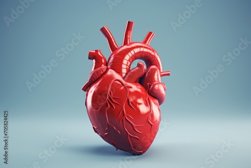 3D Heart Model with Blood Vessels Generative AI photo