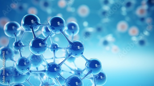 Molecular Structure: A Blue and Clear View of Molecules Generative AI photo