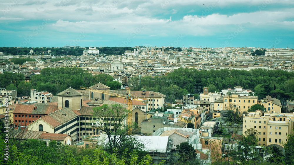 Rome skyline, Italy, Europe. Cityscape and skyline of Rome, scenic view of Rome town in summer