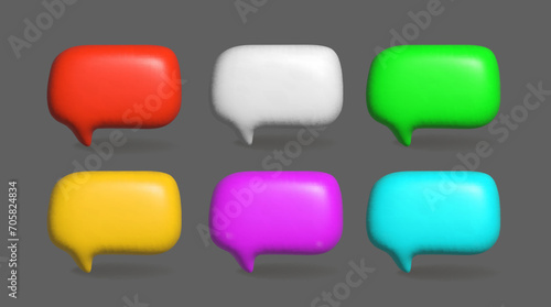 Speech bubbles colorful set. Dialogue bubble icons. Chat window Realistic 3d set vector illustration