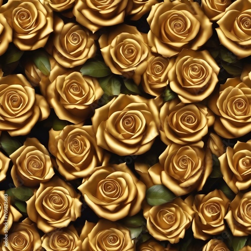 Valentine's Day Seamless pattern. roses luxury elegant valuable beautifully arranged in top view. The theme is that golden roses represent the meaning of love, Valentine's Day, marriage, couples.