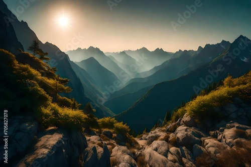 Mountains during sunset. Beautiful natural landscape in the summer time © MuhammadQaiser