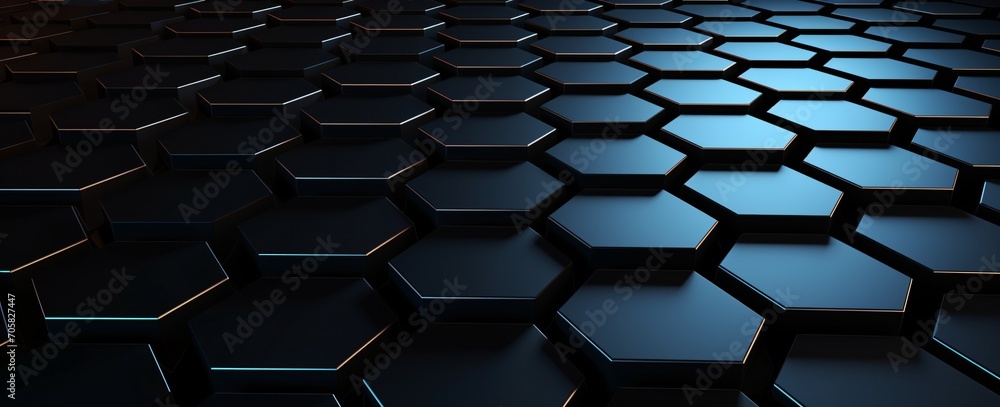 custom made wallpaper toronto digitalA blue and black hexagonal pattern Generative AI