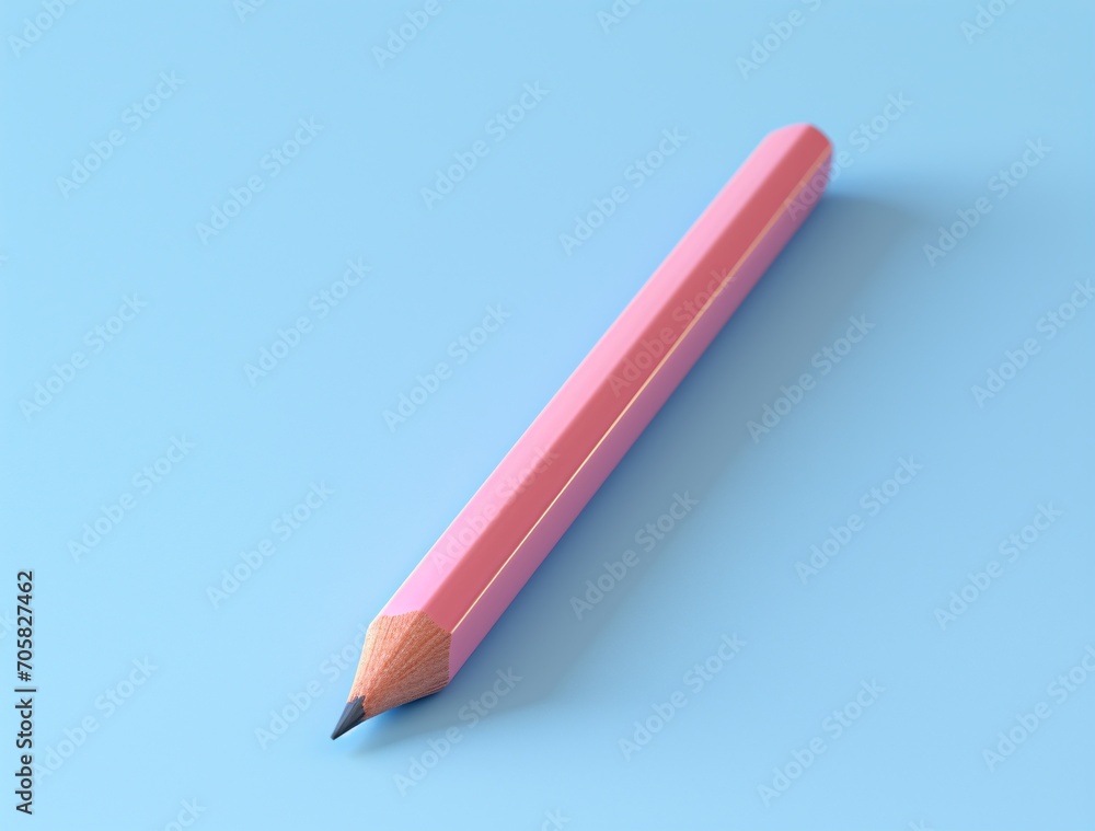 Pink Pencil on Blue Table Generative AI Pink Pencil on Blue Table Generative AI