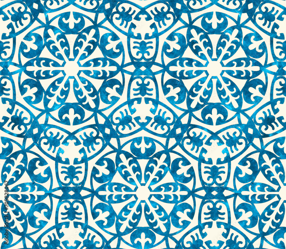 Seamless pattern with stylized ethnic pattern.