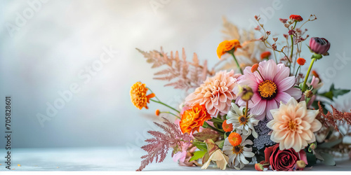 Floral Arrangement on White Background for Greeting Cards and Invitations and Banners