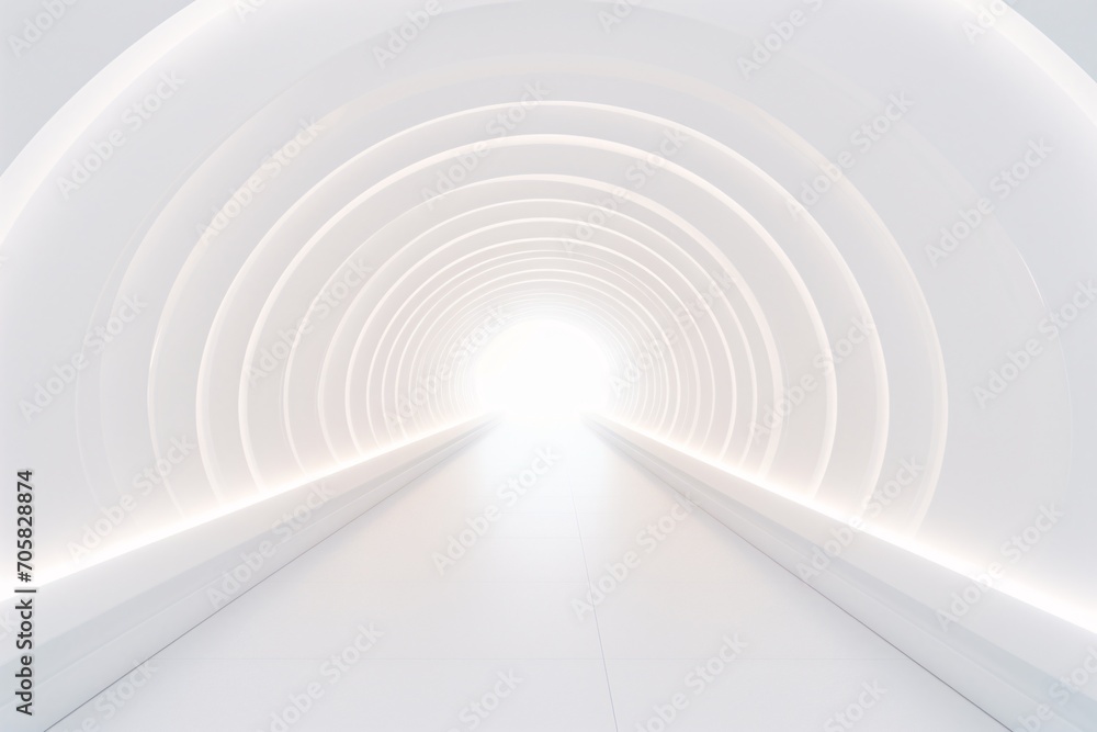 A long white tunnel with a bright light at the end Generative AI A long white tunnel with a bright light at the end Generative AI