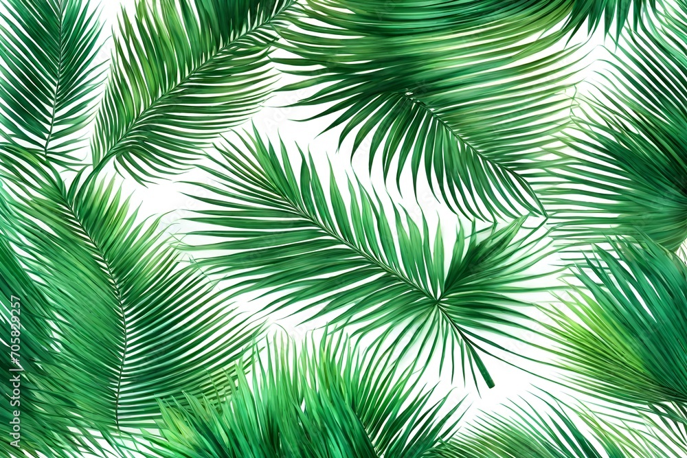 tropical green palm leaf isolated on transparent for summer background