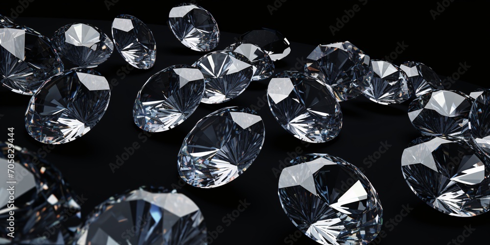 A collection of crystal gems on a black background Generative AI A collection of crystal gems on a black background Generative AI