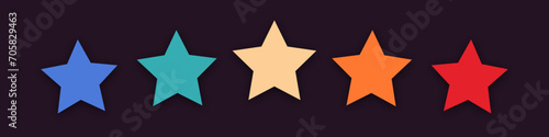 Retro 5 star icon. Customer feedback concept. Vector 5 token points stars rating review. Quality shape design. Vector five stars. photo