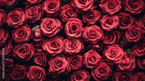many red roses in a small bouquet Happy Valentine s Day Red rose flower wall background.