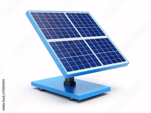 A solar panel on a blue stand Generative AI