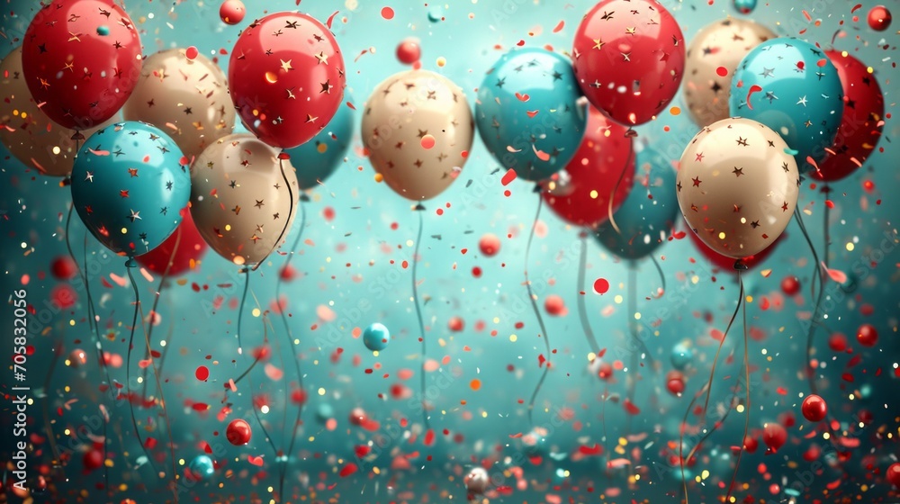 Greeting banner for sales with balloons. Festive elements, balloons and confetti to create an attractive and festive atmosphere. Greeting banner for sales with balloons. Festive elements, balloons and confetti to create an attractive and festive atmosphere.