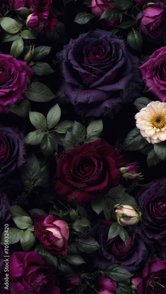 Fototapeta premium Dark Floral Vintage Pattern Background 