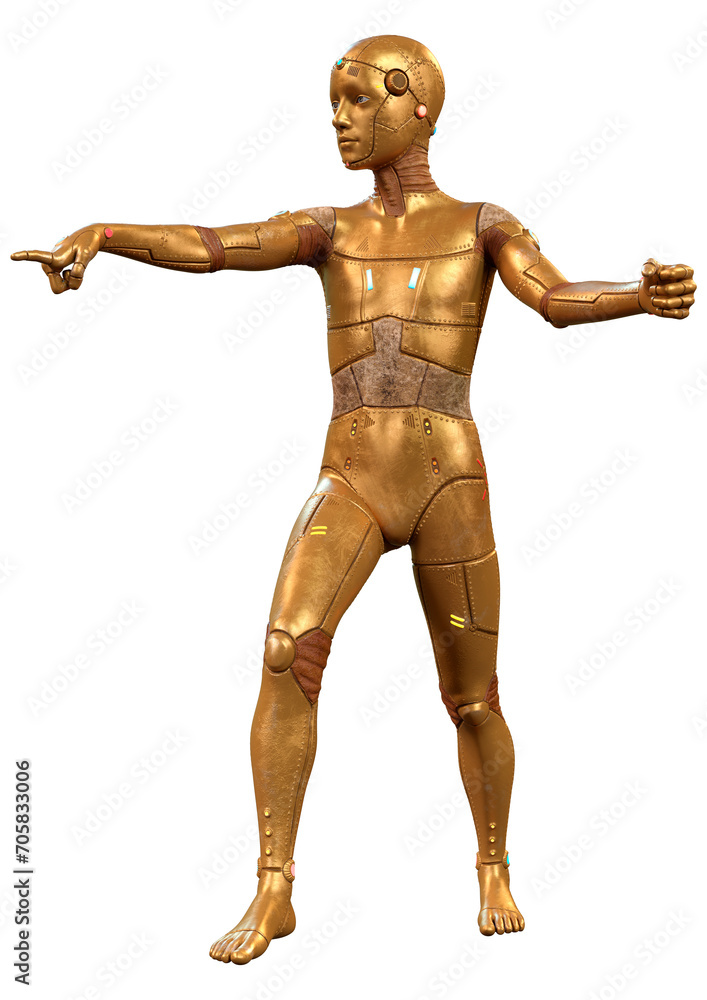 3D Rendering Male Robot on White 3D Rendering Male Robot on White