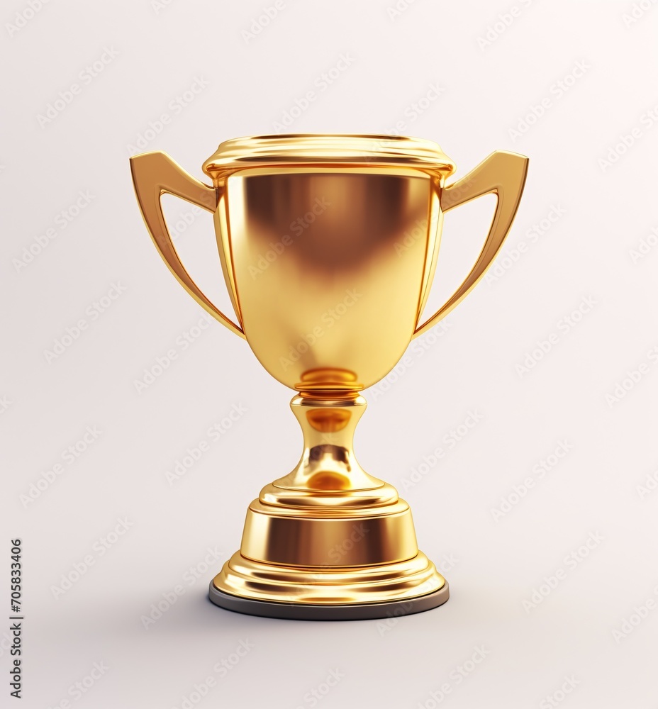 Golden Trophy on White Background Generative AI Golden Trophy on White Background Generative AI