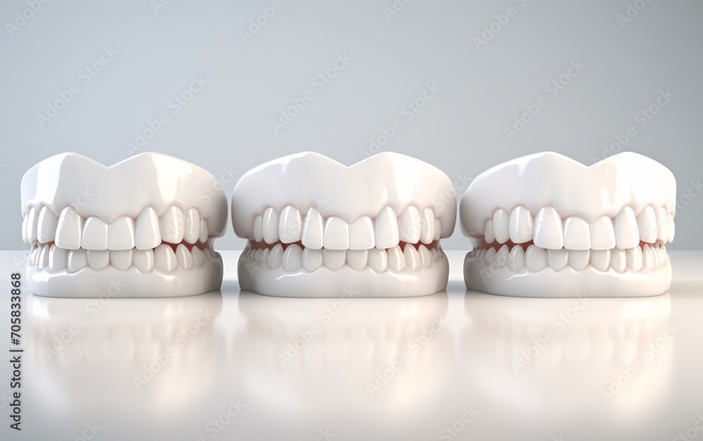 White Dental Implants in a Row Generative AI White Dental Implants in a Row Generative AI