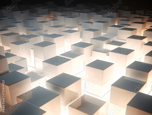 Illuminated White Blocks in a Pattern Generative AI