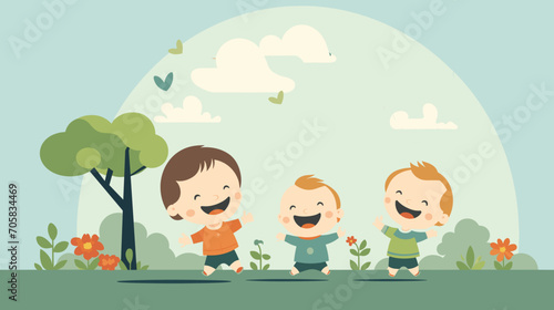 playful and joyful moments of babyhood in a vector scene featuring laughter, tiny giggles, and the delight of playful interactions. 
