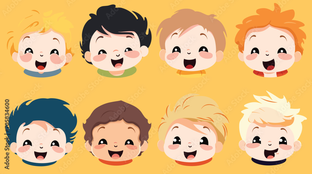 expressive nature of babies in a vector art piece showcasing a range of emotions, from curious expressions to contented smiles and even little pouts. expressive nature of babies in a vector art piece showcasing a range of emotions, from curious expressions to contented smiles and even little pouts.