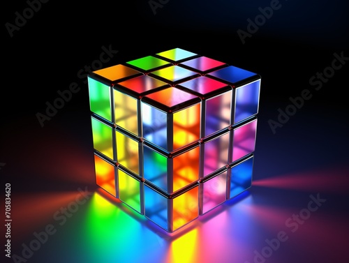 Colorful 3D Cube with Rainbow Effect Generative AI