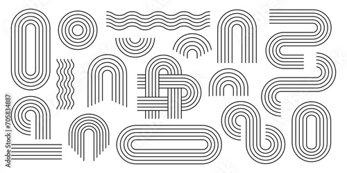 Set of zen arch line stripes, different arch, rainbow illustration