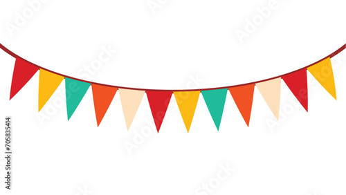 Garland Triangle Birthday Bunting Flags Celebration. Festival and Fair Decoration Colorful Carnival Garland on White Background