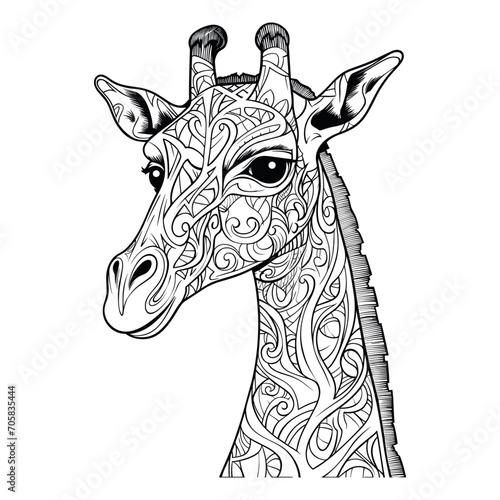 Giraffe zentangle illustration coloring page - coloring book
