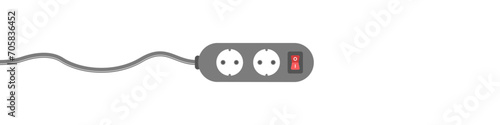 Extension cord vector icon. Multi-socket adapter. Many connectors for electrical appliances. Electric extension cord icon for household and industrial work. Cord extension for two connectors vector.