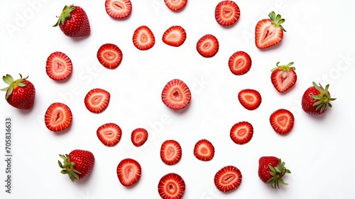 Vibrant Red Strawberries, Top View Overhead Shot, Ideal for Culinary Blogs and Nutrition Concepts – Fresh, Ripe, and Delicious Berry Arrangement!