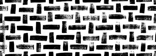 Hand drawn brick or textile seamless banner design. Hand drawn various bold brush strokes.