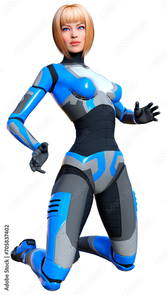 3D Rendering Female Robot on White 3D Rendering Female Robot on White